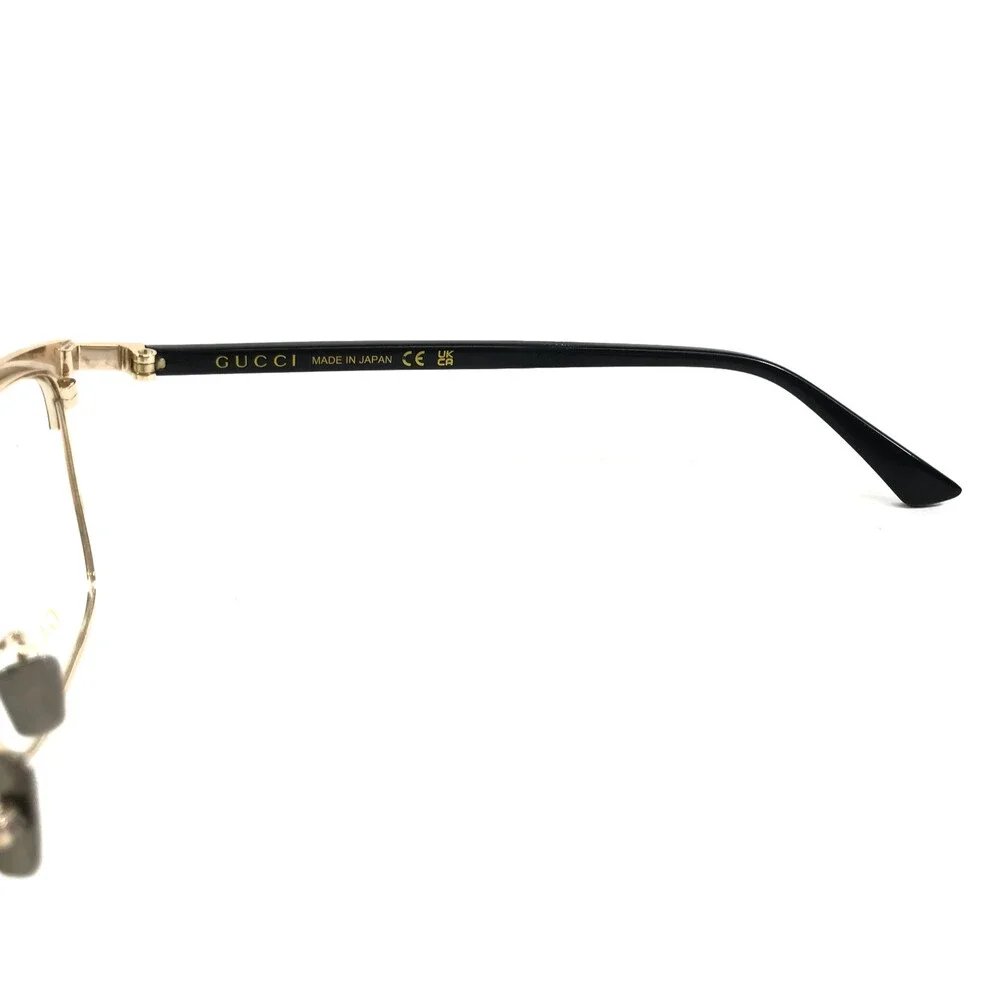 Gucci Eyeglasses Frames GG0130OZ 001 Shiny Black Gold Square Full Rim 53-18-145